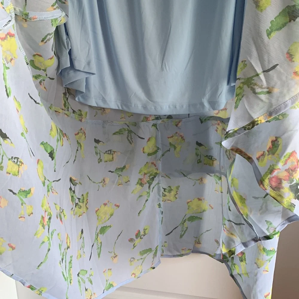 Adyson Parker NEW Halter Dress Blue 3X Midi Floral Whimsical Romantic Vacation